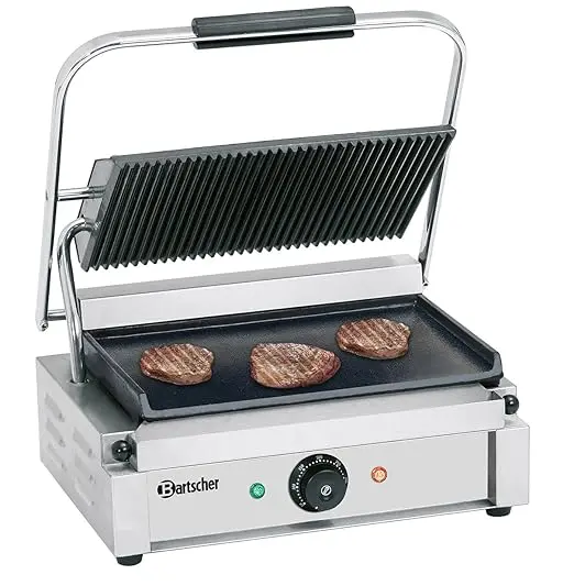 Professioneller Bartscher Elektro-Kontaktgrill aus Chrom-Nickel-Stahl im Vergleich für nachhaltige Kontaktgrills.