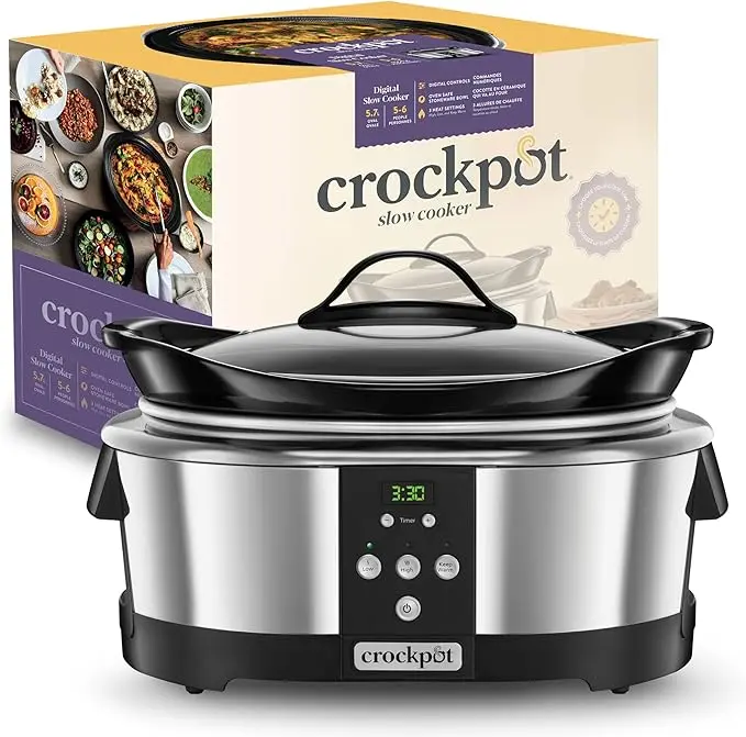 nachhaltige Schongarer Vergleichsbericht: Der Crock-Pot SCCPBPP605 mit Edelstahl-Gehäuse und 5,7 Litern Kapazität.