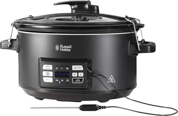 nachhaltige Schongarer im Vergleich: Russell Hobbs 3-in-1 Multikocher mit Keramiktopf und Temperaturfühler.