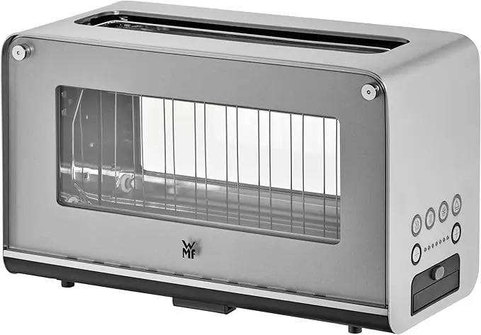 Der WMF Lono Glas-Toaster mit Sichtfenster im Vergleich für nachhaltige Toaster aus Edelstahl.
