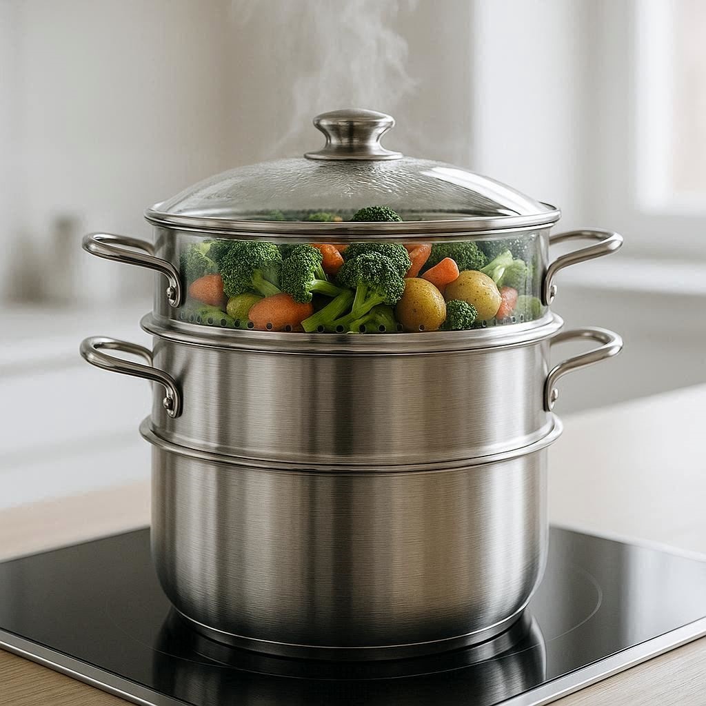 Nachhaltige Dampfgarer im Vergleich: 5 hochwertige Dampftöpfe aus Edelstahl für gesundes Kochen.