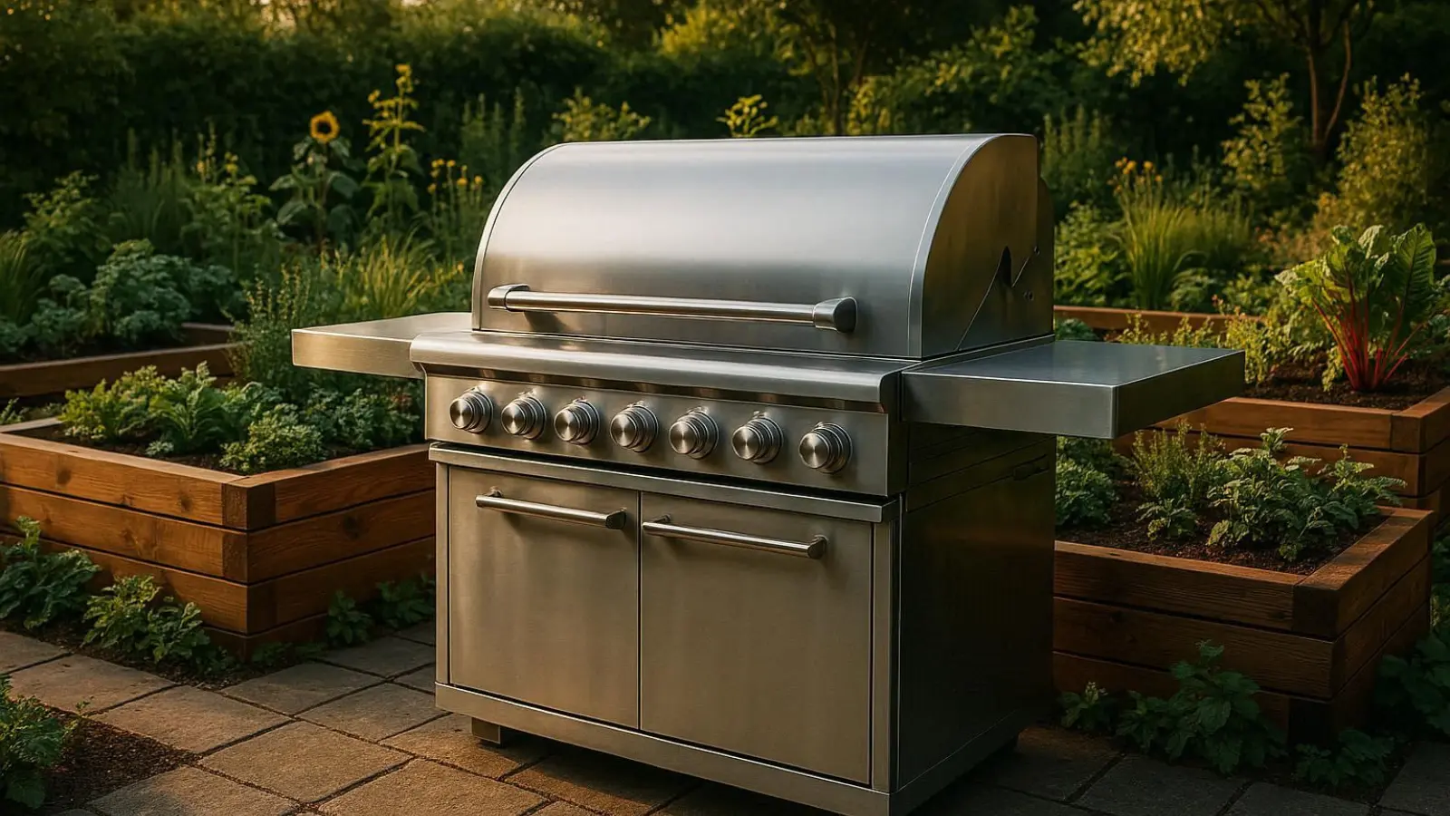 nachhaltige Gasgrill Station im Vergleich: Eine hochwertige Grillstation aus massivem Edelstahl auf einer modernen Terrasse für langlebigen Grillgenuss.