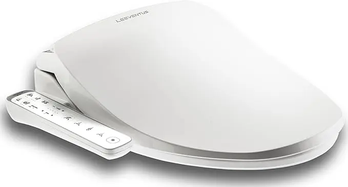 nachhaltige Bidet-Aufsätze im Vergleich: Das elektronische Dusch-WC von LEEVENTUS mit Edelstahl-Düse.