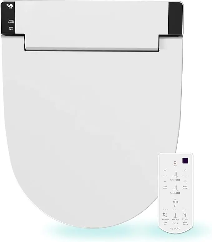 nachhaltige Bidet-Aufsätze im Vergleich: Der VOVO VB-6100SR elektronische Smart-Bidet-Sitz mit kabelloser Fernbedienung und Edelstahldüse.