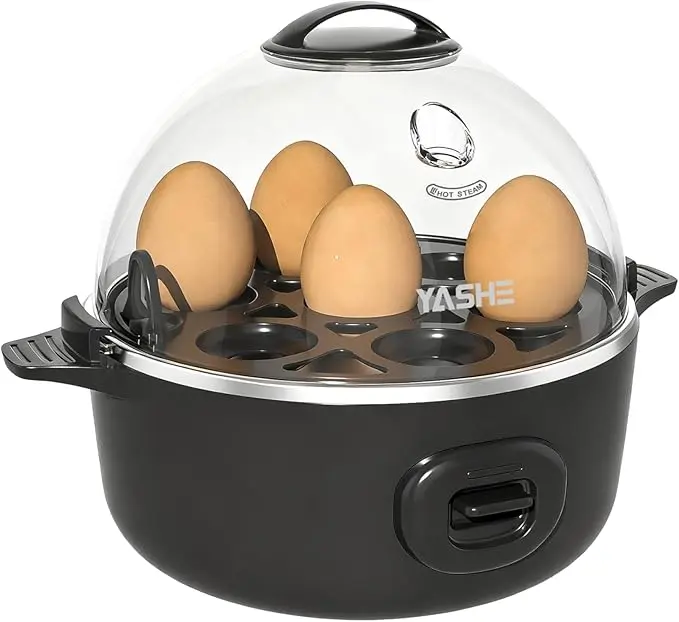 nachhaltige Eierkocher im Vergleich: Der YASHE Eierkocher mit ISCC-Nachhaltigkeitszertifizierung und BPA-freien Zubehörteilen