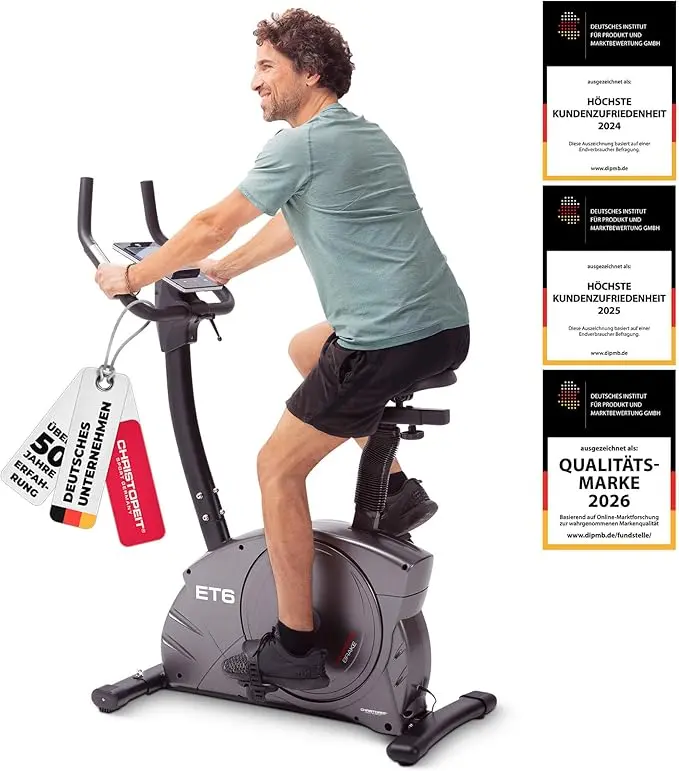 nachhaltige Ergometer im Vergleich: Das Christopeit ET 6 mit GS-Siegel und Magnetbremse in Schwarz.