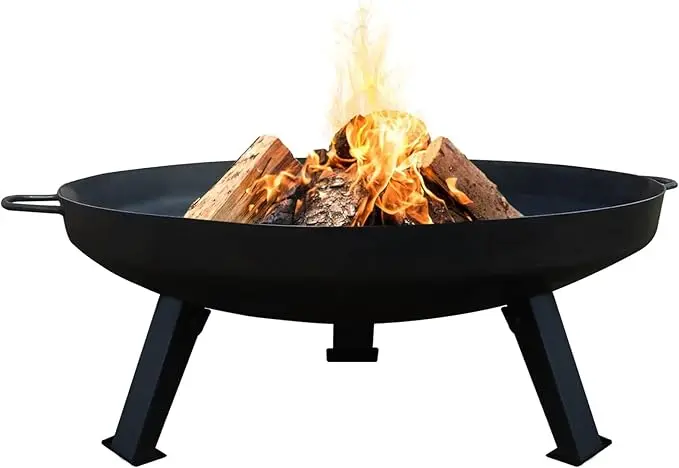 nachhaltige Feuerschalen im Vergleich: Die Köhko Metall-Feuerschale mit klappbaren Beinen und Anti-Rost-Schutz.