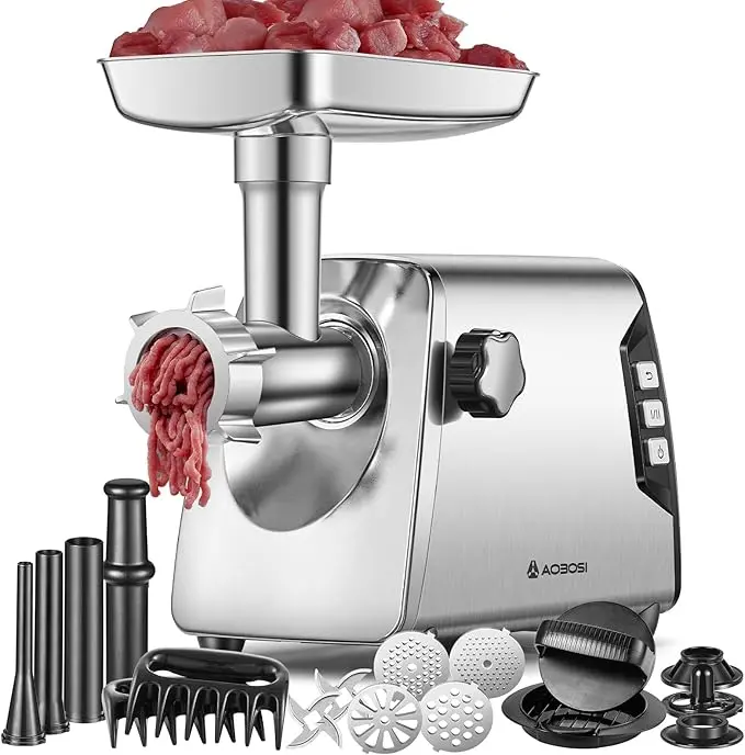 nachhaltige Fleischwölfe im Vergleich: Der AAOBOSI No.12 Fleischwolf aus Edelstahl mit massiver Metallschnecke.