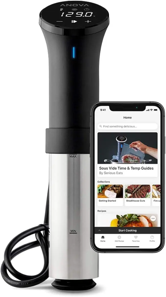 nachhaltige Sous Vide Sticks im Vergleich: Der Anova Precision Cooker 2.0 mit WiFi-Steuerung und digitalem Display.