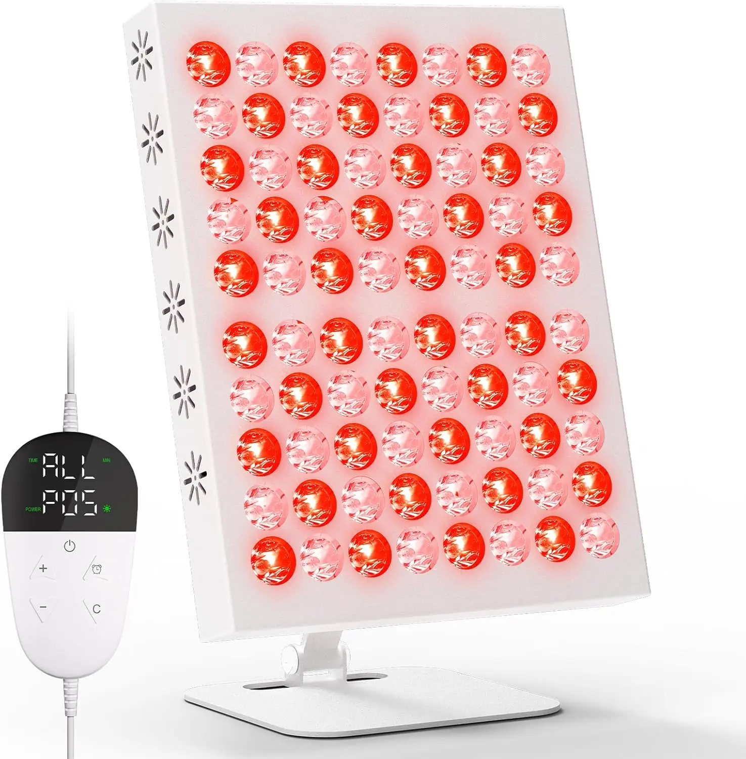 Das weiße Hottoerak 80LED Rotlichttherapie Panel in der Desktop-Ausführung für die tägliche Routine.