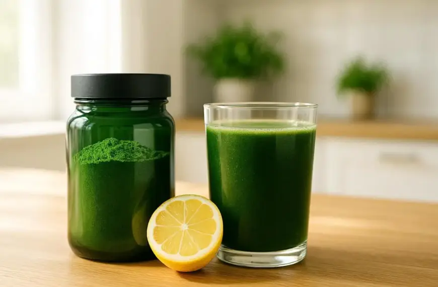 Ein hochwertiges nachhaltiges Bio-Graspulver im Glas für die tägliche Entgiftung und Unterstützung beim Abnehmen.