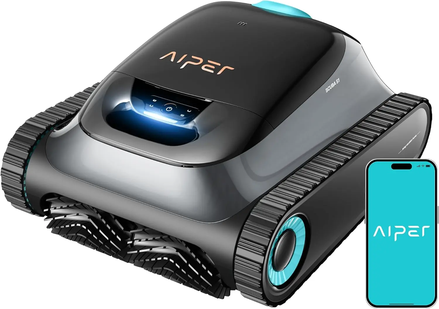 Der AIPER Scuba S1 als nachhaltige Poolroboter Option reinigt kabellos Boden und Wände zur Einsparung von Chemie.