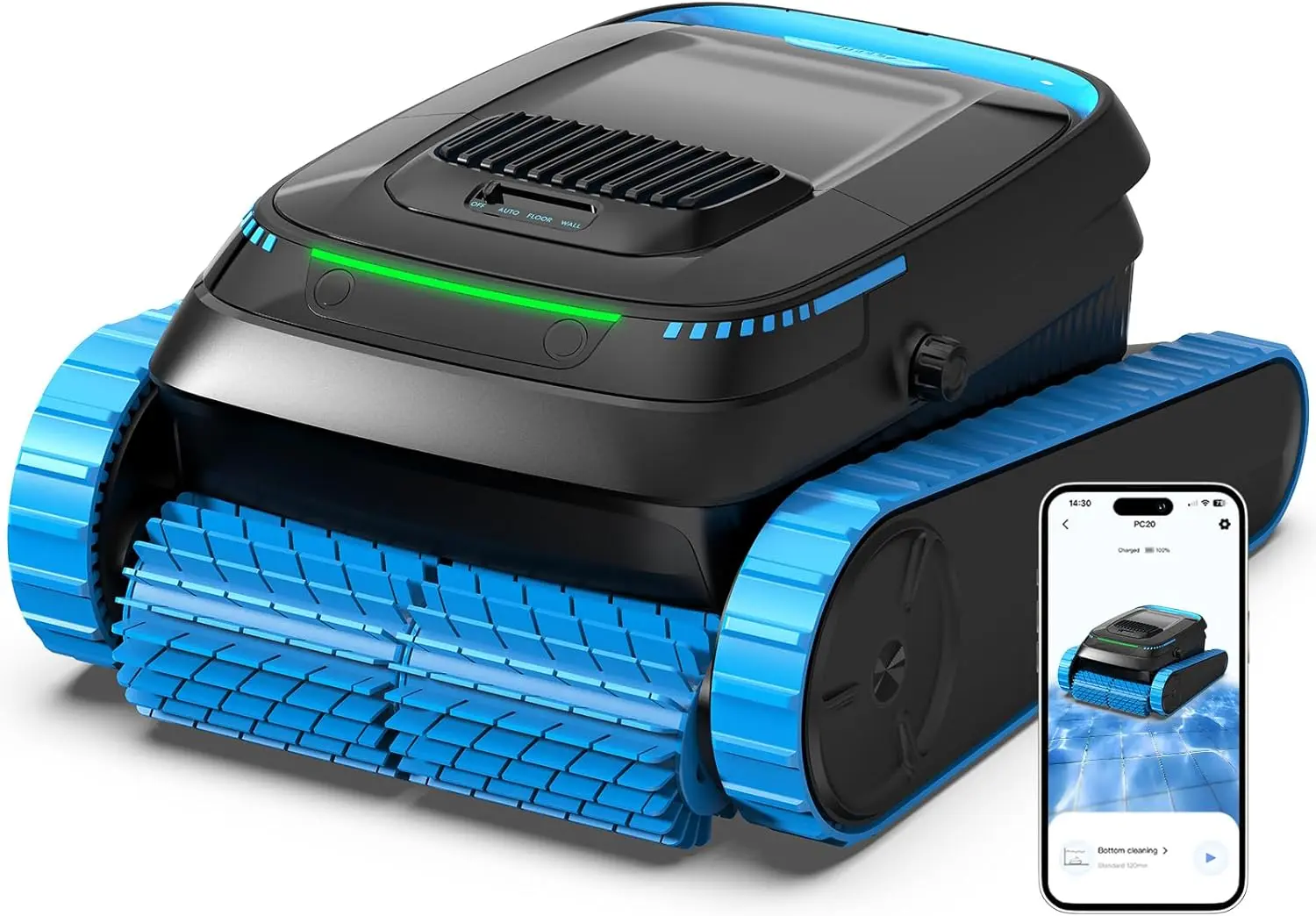 Der BOTLUXE PC20 als nachhaltige Poolroboter Lösung reinigt systematisch Boden und Wände zur Wasserschonung.