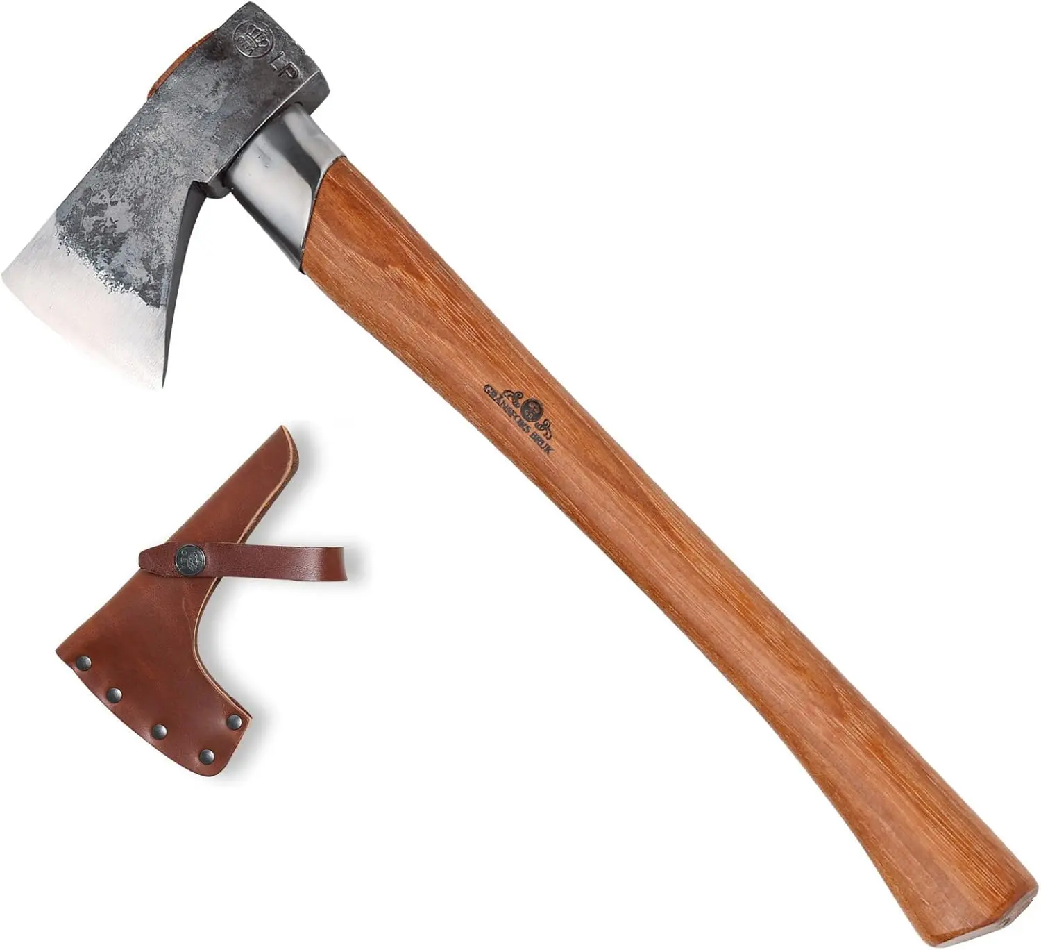 Die Gränsfors Bruks Outdoor-Axt als nachhaltige Bushcraft-Äxte Modell mit Stielschutz aus Metall.