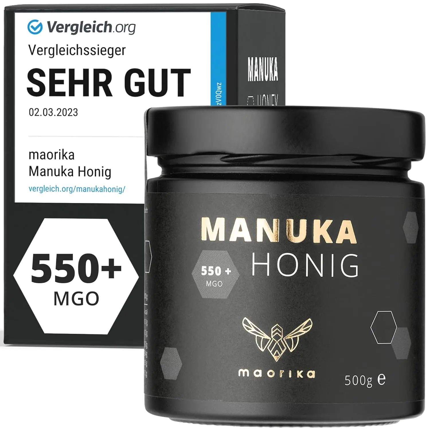 Der maorika Manuka Honig 550 MGO+ als nachhaltiger Manuka Honig im umweltfreundlichen Glastiegel.
