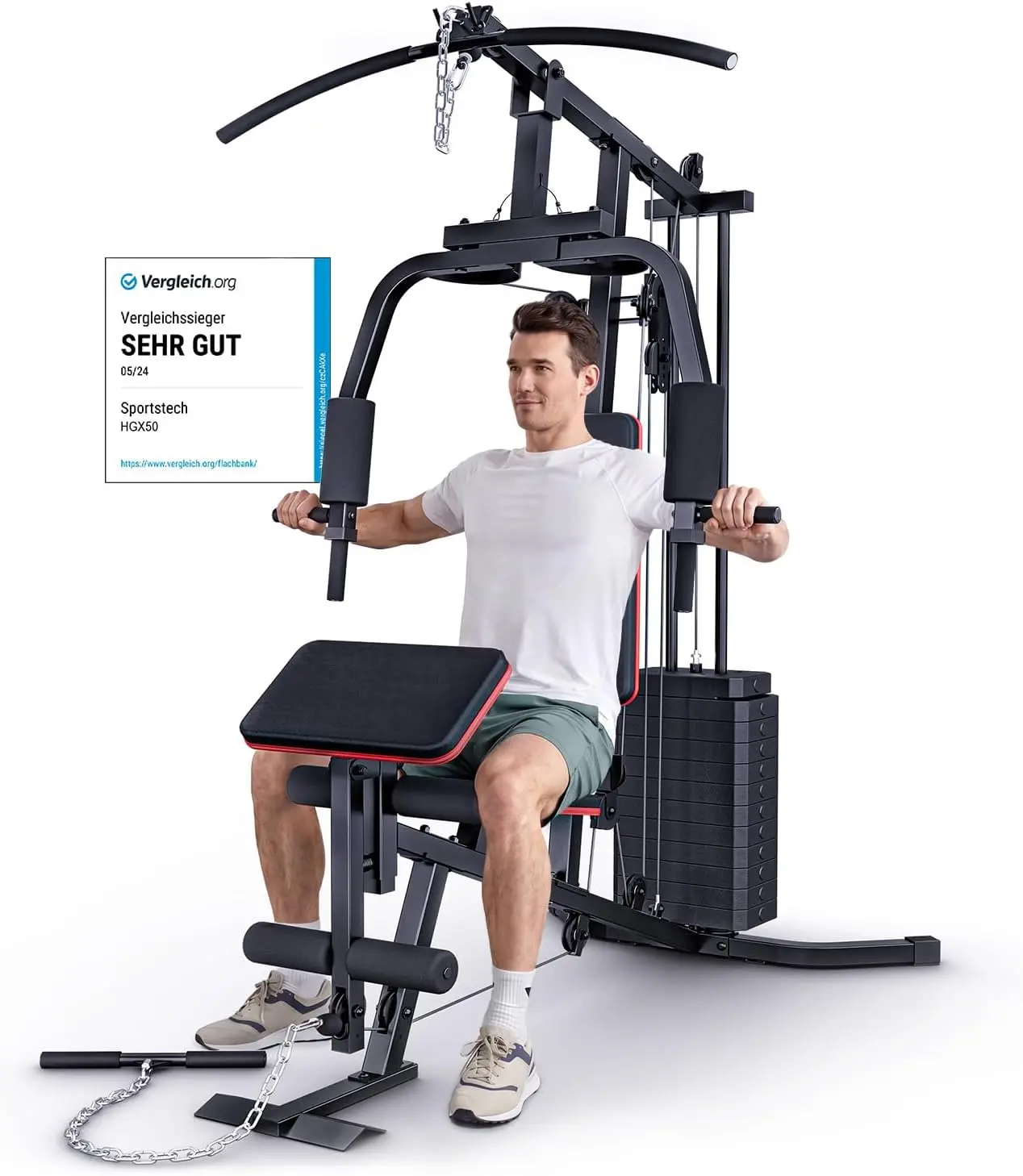 Die HGX50 von Sportstech zeigt im Detail-Check, wie nachhaltige Kraftstationen auch auf kompakter Fläche maximale Stabilität und Materialgüte bieten.