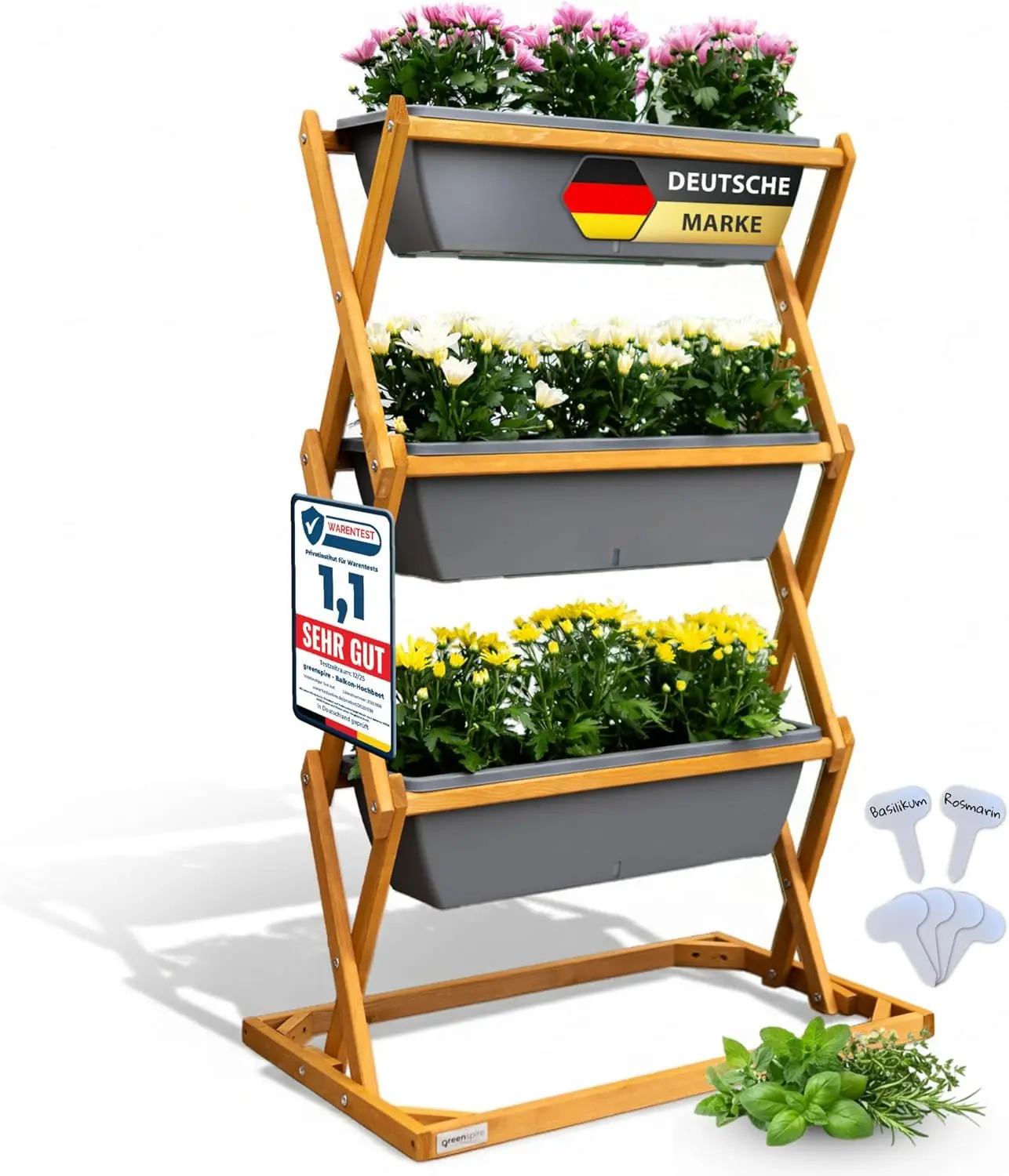 Das g. greenspire Hochbeet aus Holz zeigt im Detail-Check, wie nachhaltige Vertikalbeete durch ein intelligentes Drainagesystem die Pflanzengesundheit fördern.