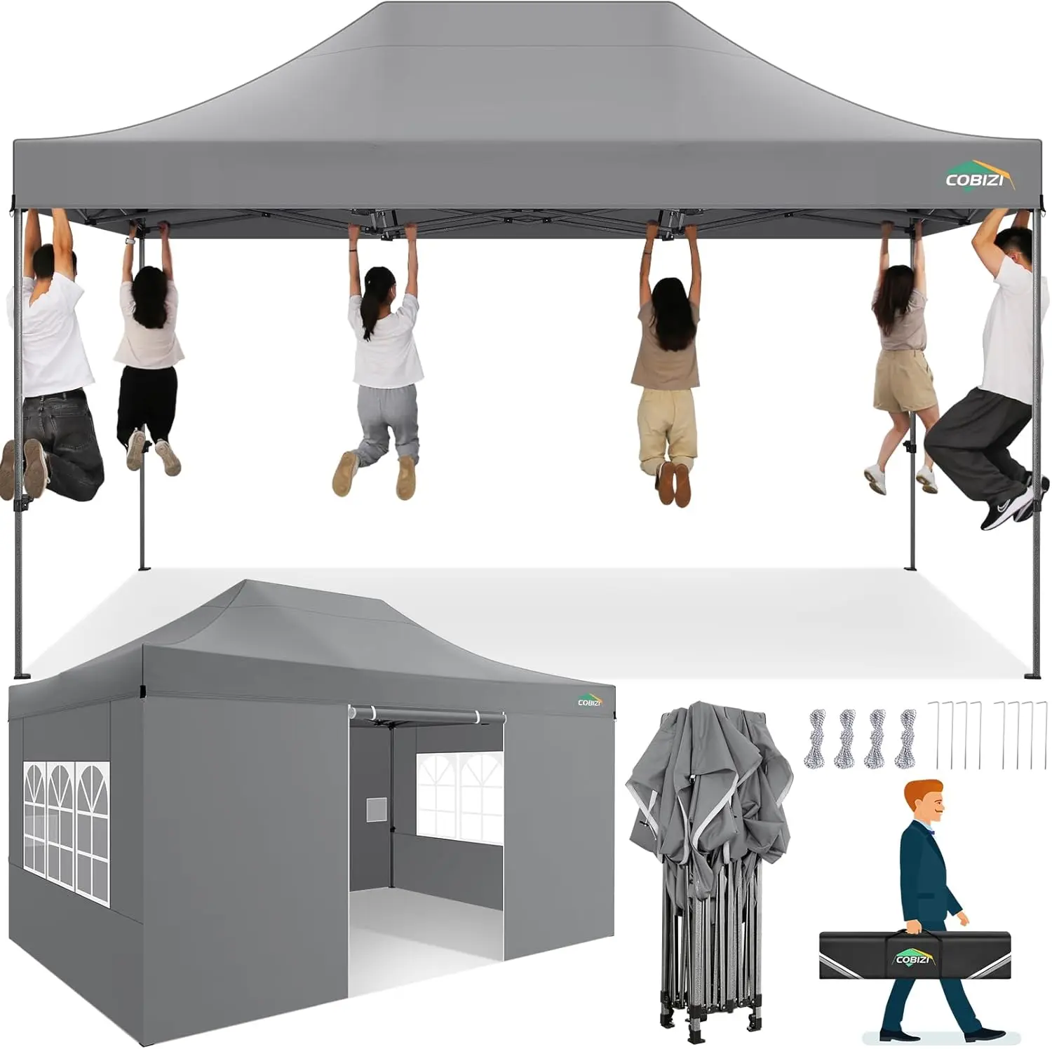 Ein fachlicher Check zeigt den COBIZI Faltpavillon als langlebige Lösung für nachhaltige Pavillons mit verstärktem 500D Gewebe und stabilem Stahlrahmen.