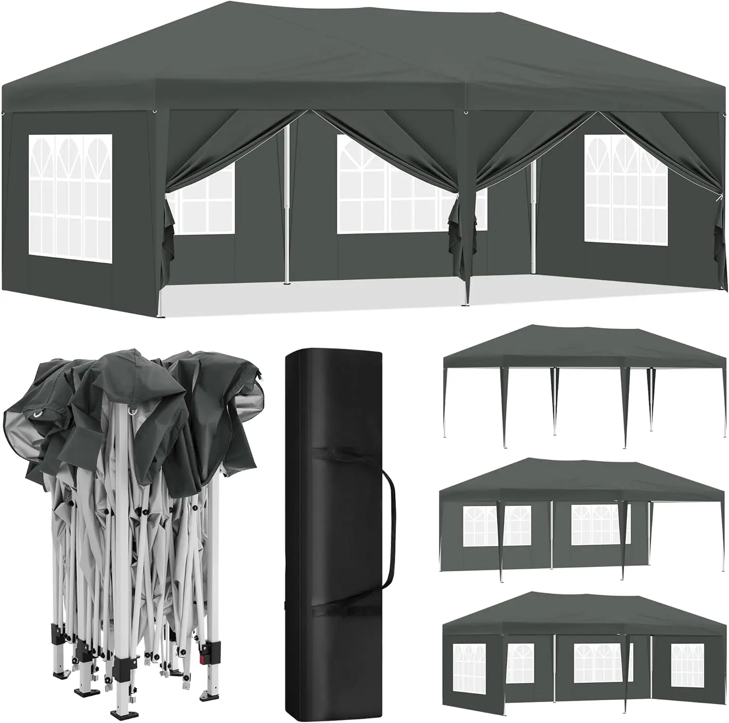 Ein technischer Check zeigt den großräumigen Laneetal Faltpavillon als Option für nachhaltige Pavillons mit rostgeschütztem Rahmen und 18 qm Fläche.