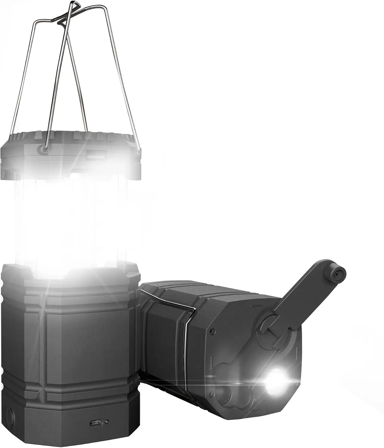 Ein technischer Check zeigt die Mesqool Handkurbel-Laterne als Option für nachhaltige Solar-Campinglampen mit dreifachem Ladesystem für maximale Unabhängigkeit.