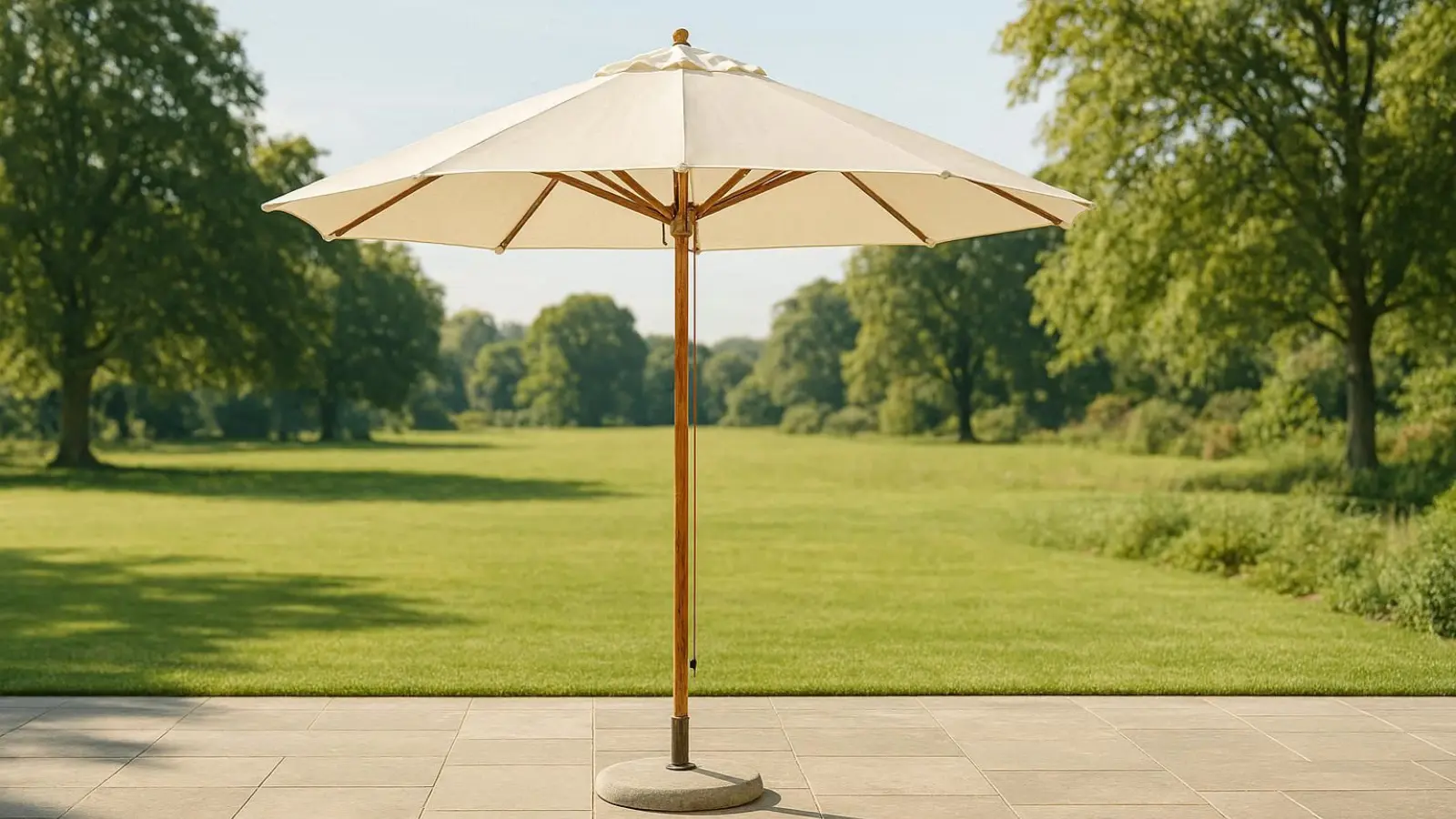 Ein fachlicher Vergleich zeigt hochwertige nachhaltige Sonnenschirme aus Massivholz, die durch ihre Bauweise und Größe optimalen Schutz im Garten bieten.