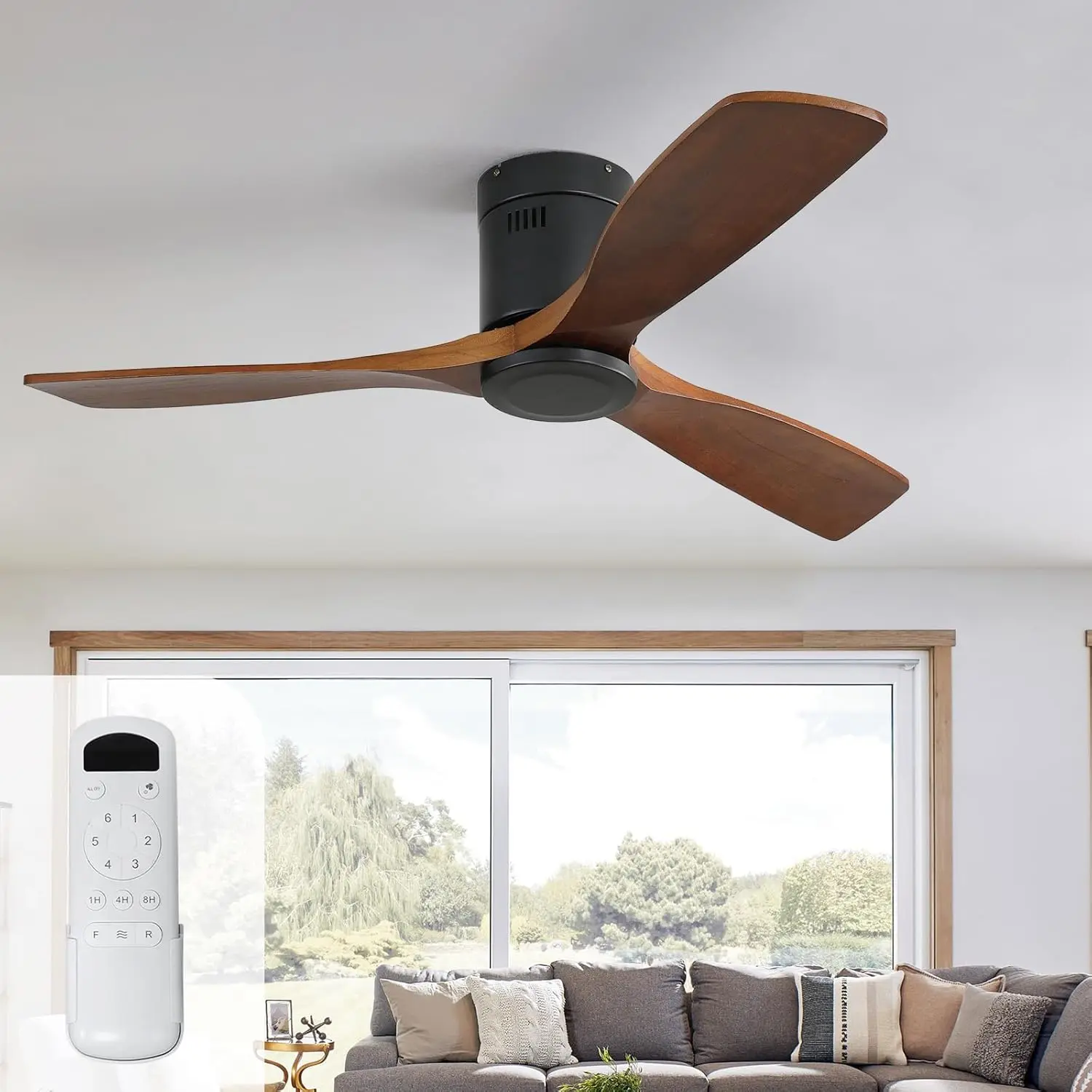 Ein fachlicher Vergleich zeigt, wie nachhaltige Deckenventilatoren von Sofucor durch drei massive Holzflügel und einen energiesparenden DC-Motor überzeugen.