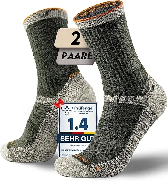 Ein fachlicher Vergleich zeigt, wie nachhaltige Wandersocken von Juclise durch 62 % zertifizierte Merinowolle und ein nahtloses Design überzeugen.