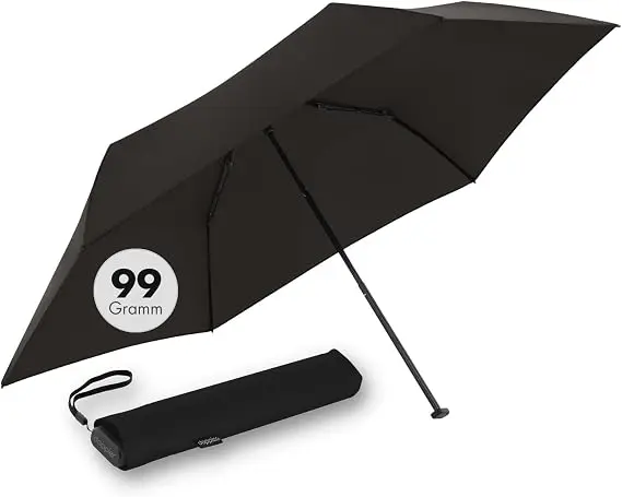 Ein fachlicher Vergleich zeigt den Doppler Zero,99 als nachhaltige Regenschirme mit Carbon-Elementen und extremer Leichtigkeit.