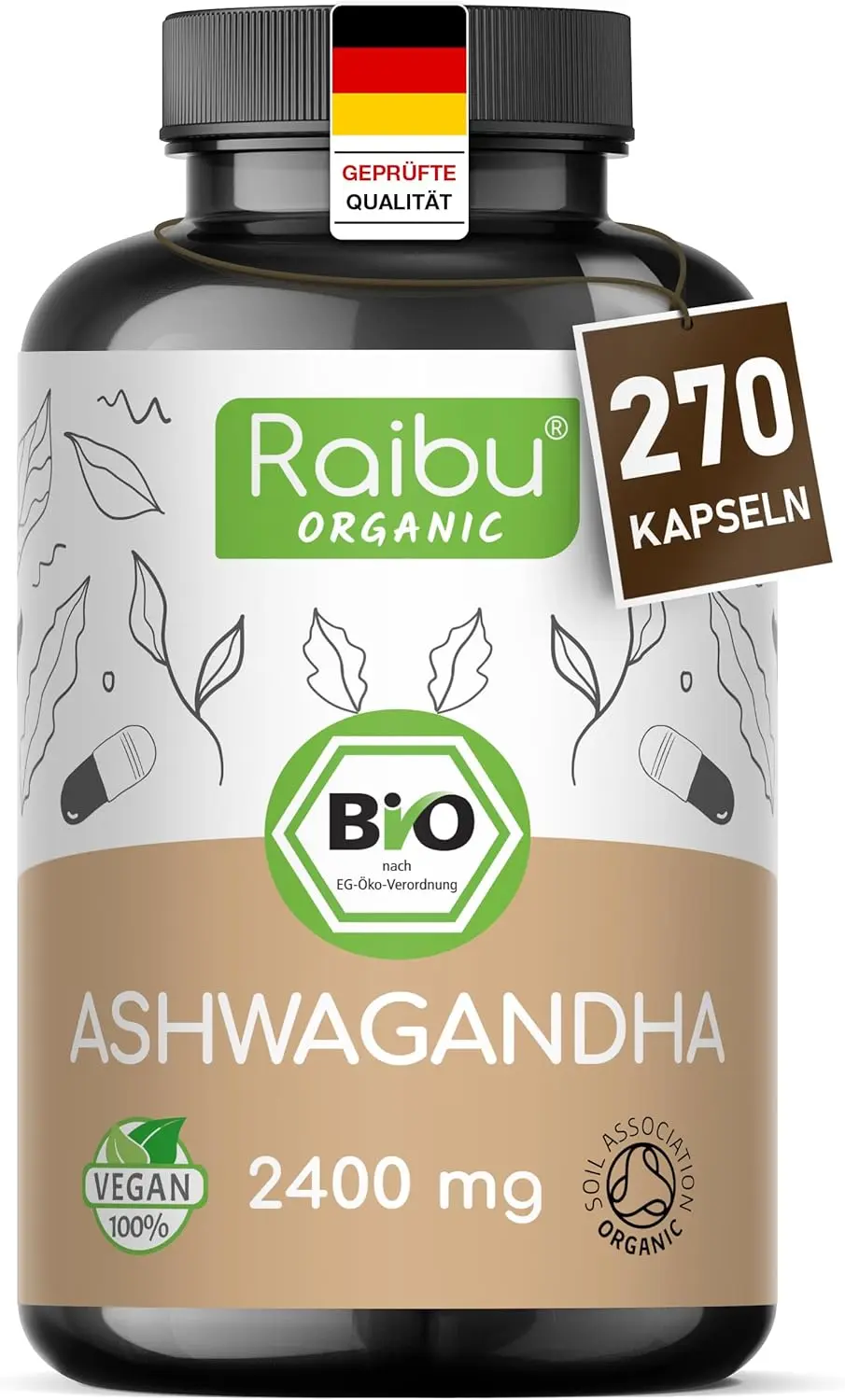 Ein fachlicher Vergleich zeigt das nachhaltiges Ashwagandha von Raibu mit hoher Bio-Qualität und einer Dosierung von 2400mg pro Tag.