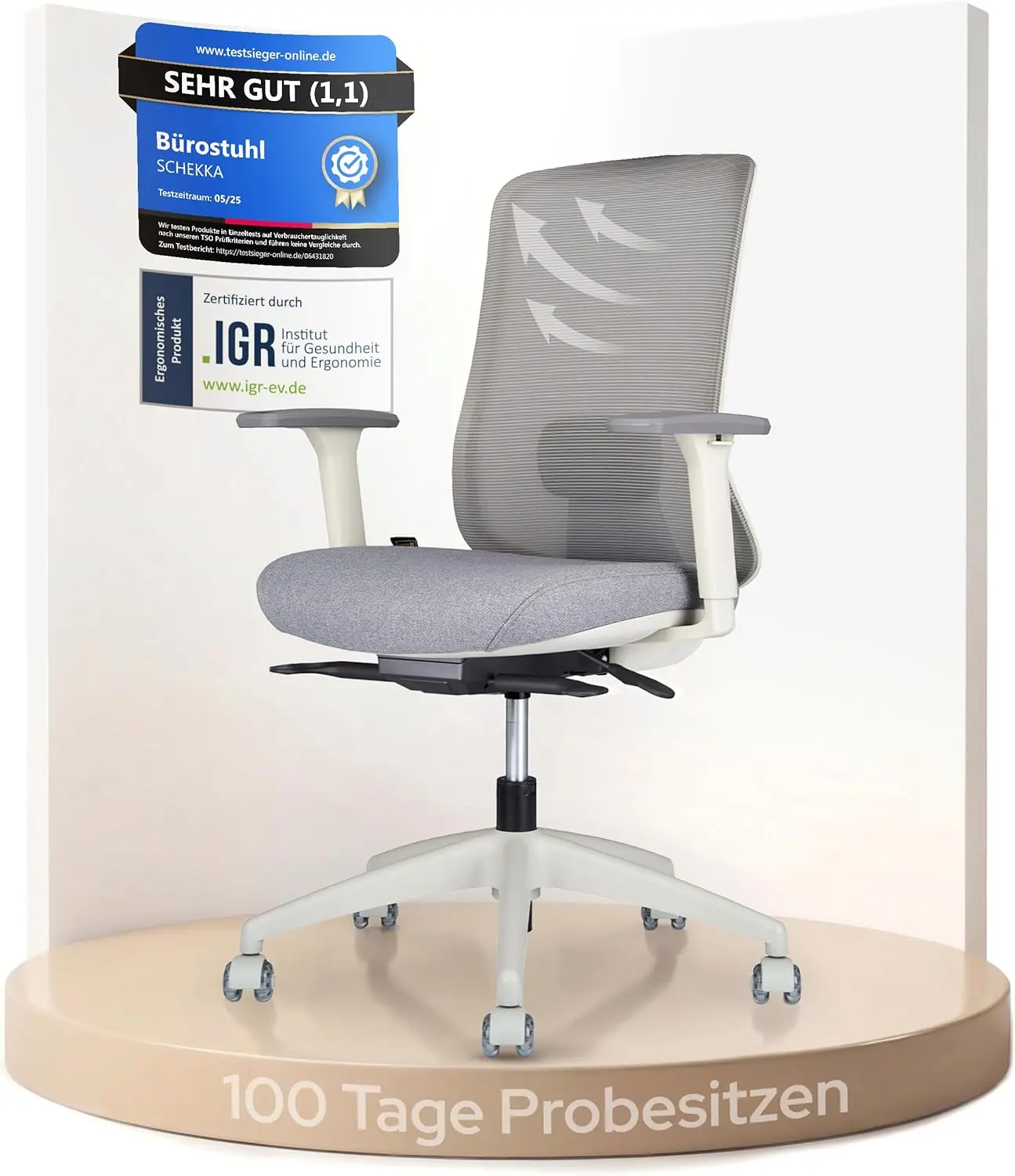 Ein fachlicher Vergleich zeigt, wie nachhaltige Schreibtischstühle von SCHEKKA durch IGR-zertifizierte Ergonomie und individuelle Einstellungen die Rückengesundheit fördern.