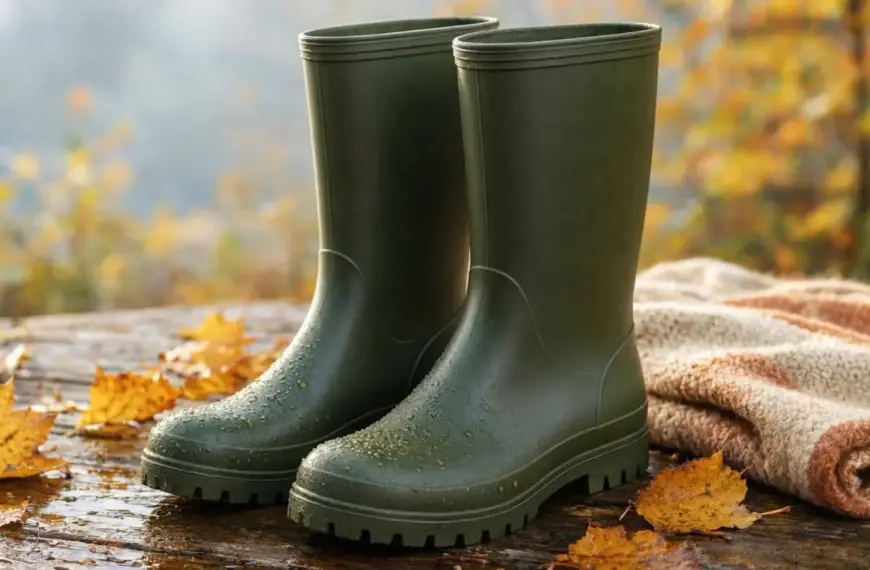Ein fachlicher Vergleich zeigt nachhaltige Gummistiefel aus Naturkautschuk von Traditionsmarken als langlebige Lösung für nasse Herbsttage.