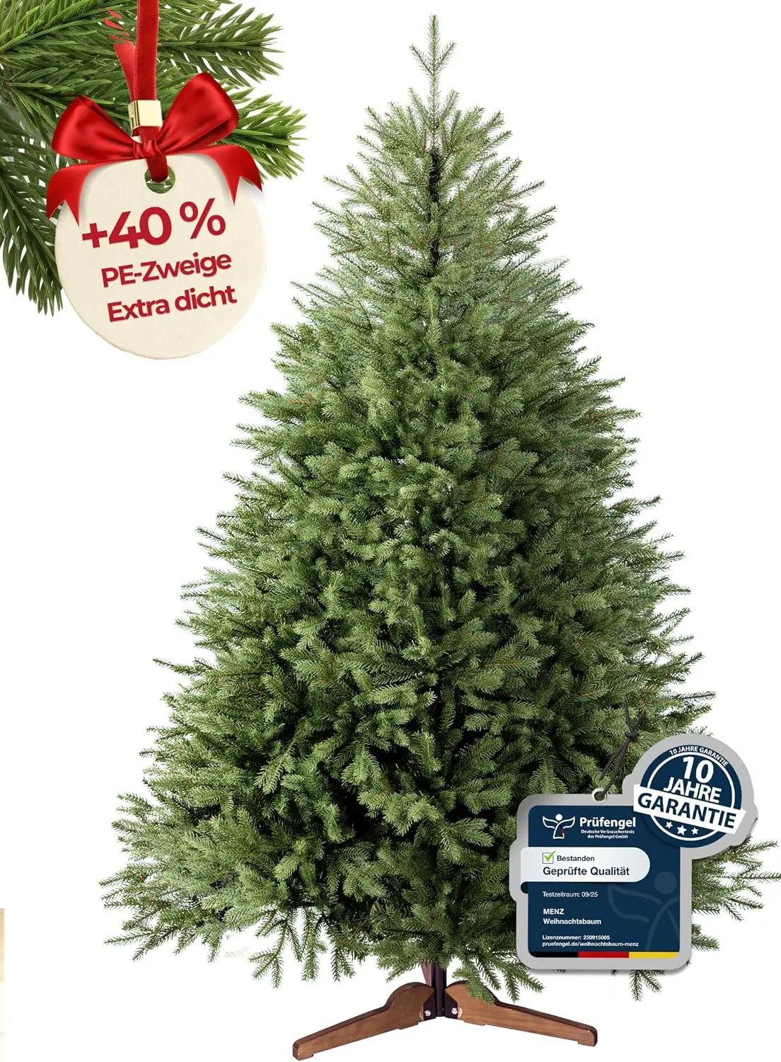 Ein fachlicher Vergleich zeigt die Menz Nordmanntanne als nachhaltige künstliche Weihnachtsbäume Lösung für dichte Baumformen mit recycelten Bestandteilen.