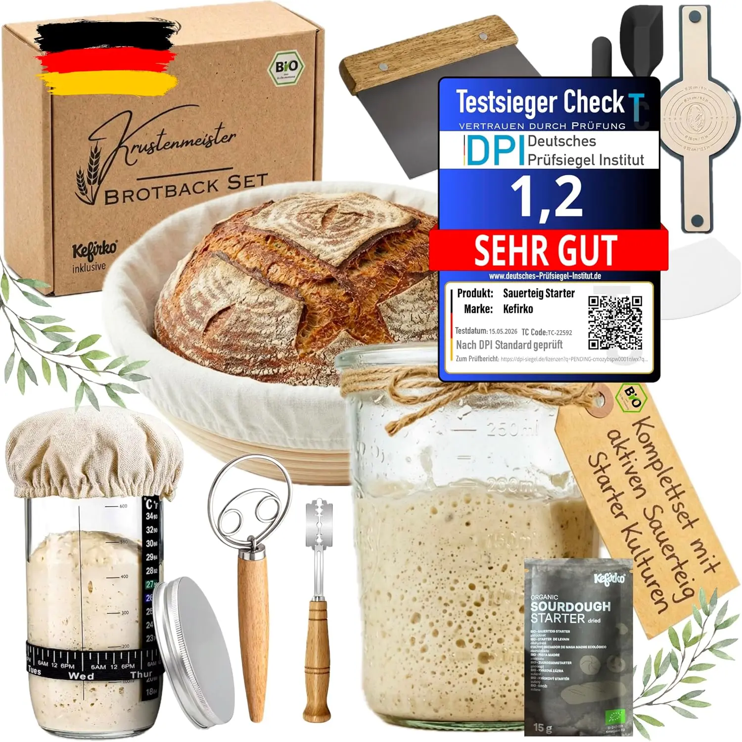 Ein fachlicher Vergleich zeigt das Krustenmeister Komplettset als nachhaltige Sauerteig-Starter-Sets Lösung für den unkomplizierten Einstieg in das traditionelle Backhandwerk.