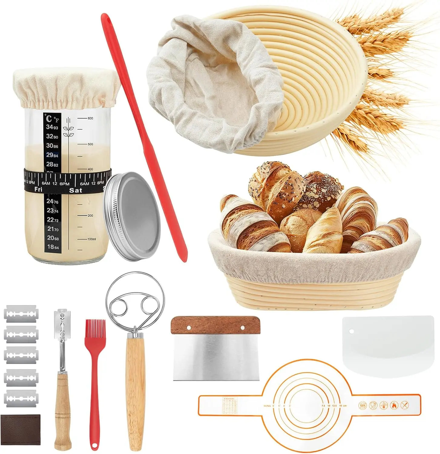 Ein fachlicher Vergleich zeigt das LZRBUBO Set mit abspülbaren Kunststoff-Gärkörben als nachhaltige Sauerteig-Starter-Sets Lösung für eine hygienische Backstube.