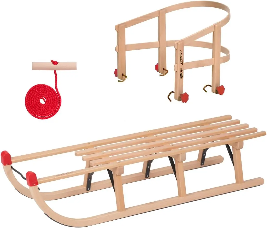Ein fachlicher Vergleich zeigt den KS-Direkt Holzschlitten als nachhaltige Schlitten Lösung für klassischen Rodelspaß mit kompletter Ausstattung.