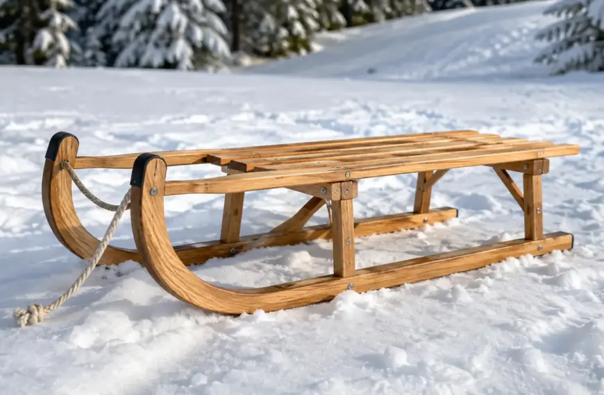 Ein fachlicher Vergleich zeigt klassische Holzschlitten und Rodel im Davoser Design als langlebige und traditionsreiche Lösung für den Winterspaß.