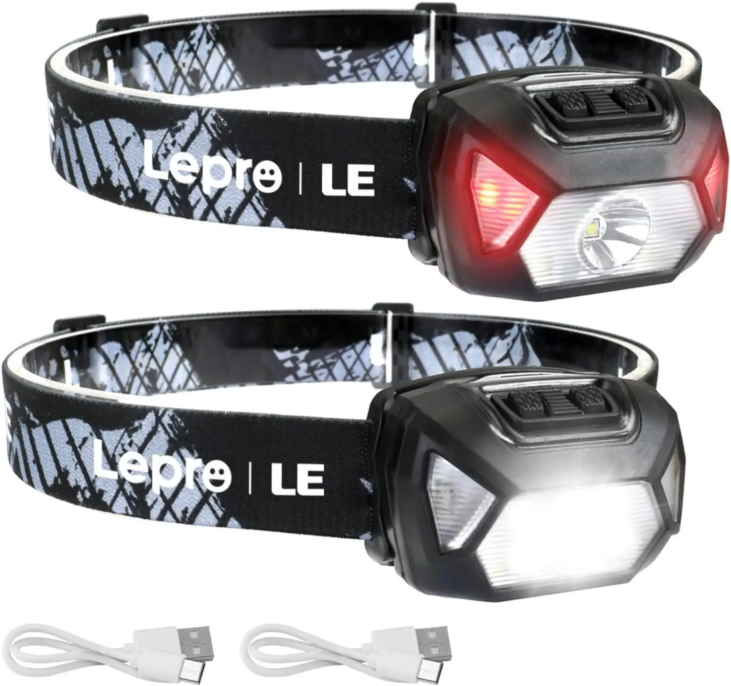  Lepro D500 im Vergleich nachhaltiger Stirnlampen mit wiederaufladbarem Akku, sechs Lichtmodi und Rotlichtfunktion.